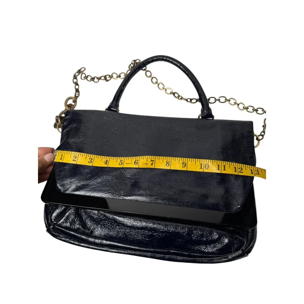 Lanvin Vintage Leather Satchel Bag Chain Detail‎ Navy Blue Medium